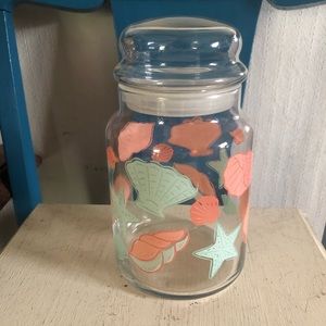 Glass Shell Print Canister with w Lid